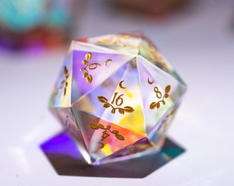 Dnd dice set Dichroic Glass Polyhedral Dice Set Gemstone  Set  -  Dungeons and Dragons, RPG Game  MTG Game Plant Vine Style