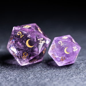 Giant 30mm Amethyst Gemstone D20 Dice Dungeons and Dragons | Etsy