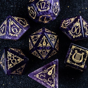 Dnd dice set Amethyst Polyhedral Dice Set  Set  -  Dungeons and Dragons, RPG Game  Bard Style