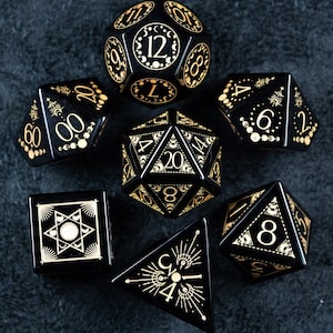 Dnd dice set  Obsidian Polyhedral Dice Set  Set  -  Dungeons and Dragons, RPG Game  Lunar Eclipse