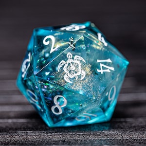 Dnd dice set  Handmade Resin Sharp Edge Dice Polyhedral Dice Set  Set  -  Dungeons and Dragons  Ocean Turtle