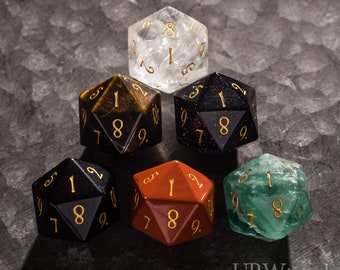 SPINDOWN D20 Engraved Gemstone Dice -Dungeons and Dragons, , MTG Game Spindown Dice