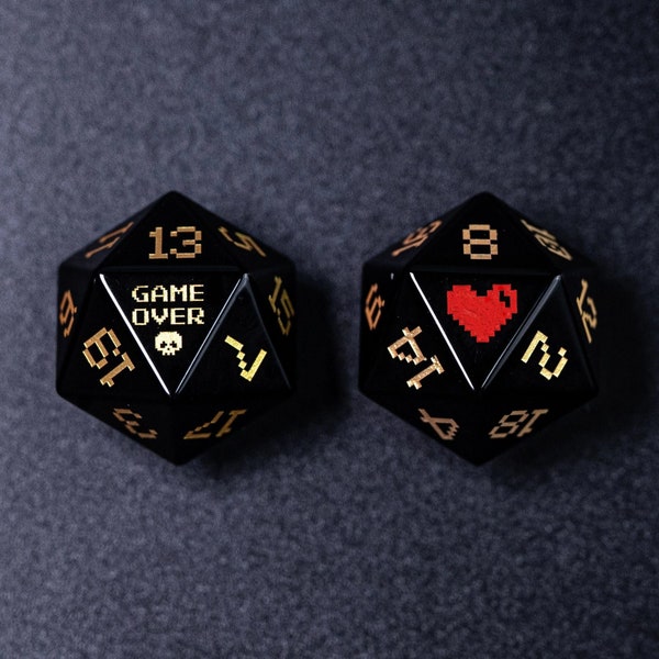 Dnd dice set Obsidian Polyhedral Dice Set  Set  -  Dungeons and Dragons, RPG Game  Pixel Art RPG