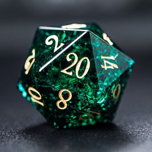 Full Set Blast Emerald Glass Polyhedral Dice Set Gemstone  Set  -  Dungeons and Dragons