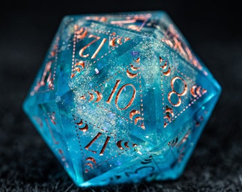 Dnd dice set  Handmade Ocean Resin Sharp Edge Dice Polyhedral Dice Set  Set  -  Dungeons and Dragons  Lunar Eclipse