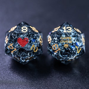Dnd dice set Blast Dark Glass Polyhedral Dice Set  Set  -  Dungeons and Dragons, RPG Game  Pixel Art RPG