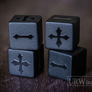 Raised Obsidian Fudge Dice D6, 4 pcs Fate Dice image 1