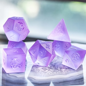 Dnd dice set Raised Purple Tourmaline Glass Polyhedral Dice Set Gemstone  Set  -  Dungeons and Dragons, RPG Game  Moon & Star