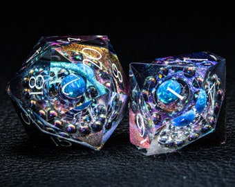 Ensemble de dés Dnd Ensemble de dés polyédriques en résine faite à la main - The Opal Galaxy