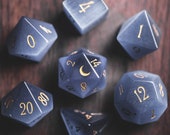 Full Set Grey Cat 39 s Eye Polyhedral Dice Set Gemstone DnD Dice Set - Dungeons and Dragons, RPG Game DND Moon Version