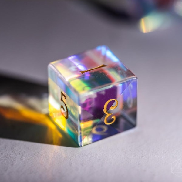 D6 Engraved Dichroic Glass Dice - Dungeons and Dragons D6, RPG Game  MTG Game