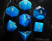 Full Set Blue Cat 39 s Eye Polyhedral Dice Set Gemstone DnD Dice Set - Dungeons and Dragons, RPG Game DND MTG Game