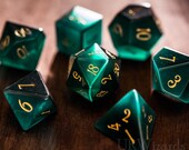 Full Set Green Cat 39 s Eye Polyhedral Dice Set Gemstone DnD Dice Set - Dungeons and Dragons, RPG Game DND MTG Game