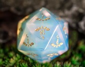 Full Set Opalite Polyhedral Dice Set Gemstone DnD Dice Set - Dungeons and Dragons, RPG Game DND MTG Game Plant Vine Style