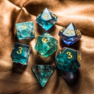 Dnd dice set  Green Fluorite(chlorophane) Polyhedral Dice Set Gemstone  Set  -  Dungeons and Dragons, RPG Game  MTG Game