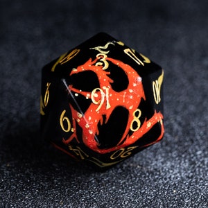 Dragon Hand-painted Dice Set Dnd dice set  Obsidian Polyhedral Dice Set  Set  -  Dungeons and Dragons, RPG Gam