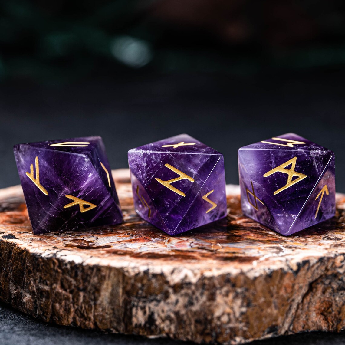 Engraved Rune Dice Scrying Dice D8 Viking Runes of Amethyst Etsy