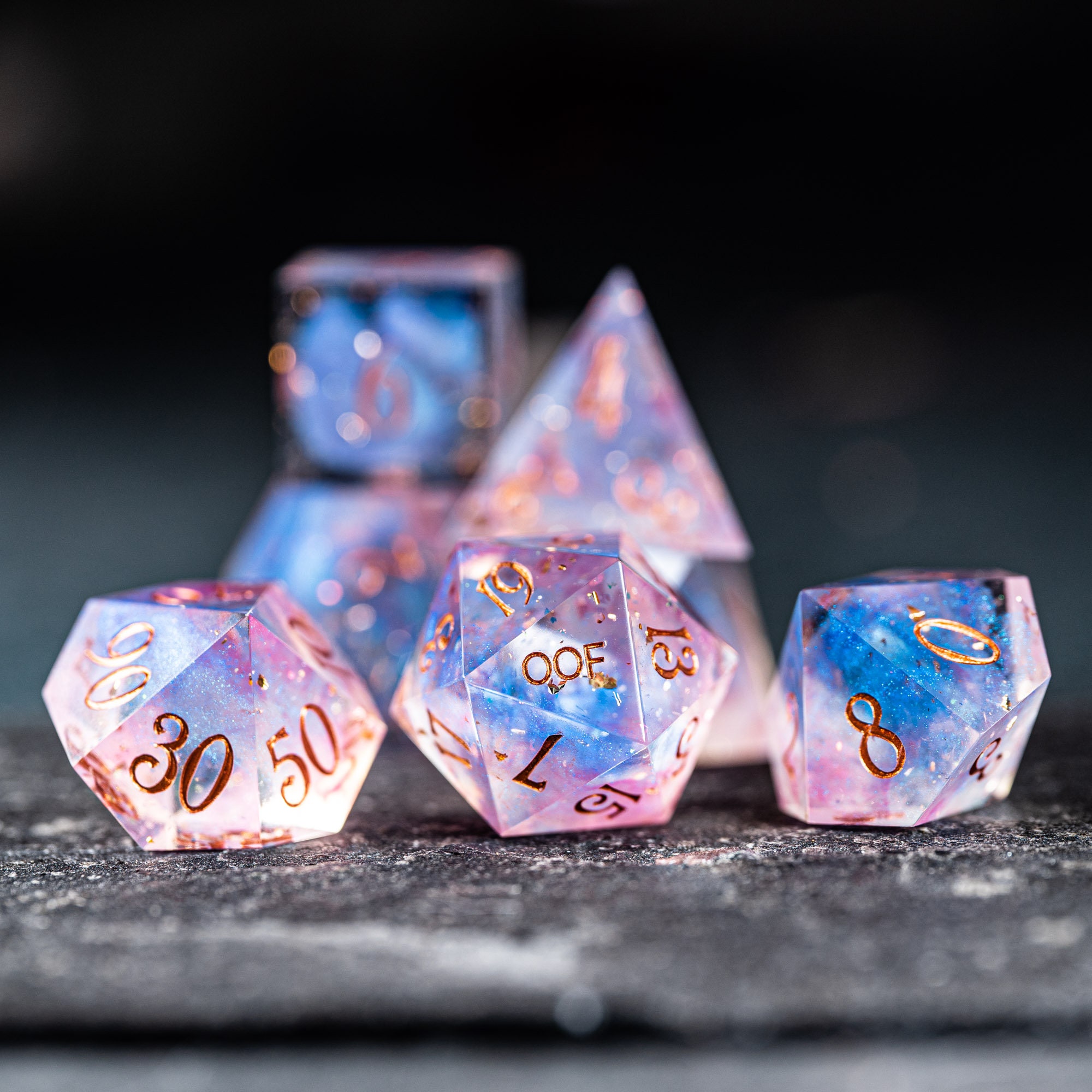 Full Set Handmade Resin Sharp Edge Dice Polyhedral Dice Set Etsy