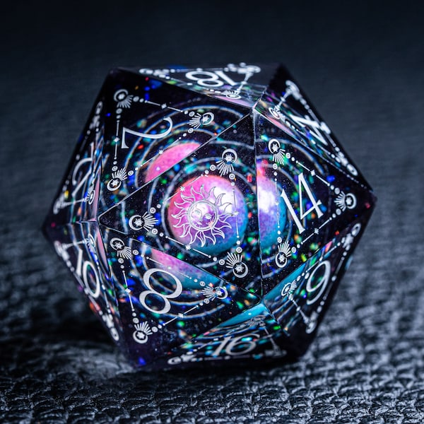 Juego de dados Dnd hecho a mano de resina, dados de borde afilado, juego de dados poliédricos Tarot - The Opal Pieces Galaxy