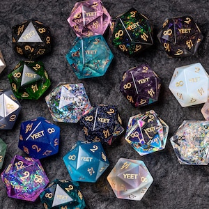 D20 Gemstone D20 Dice Yeet & F*ck Style- Dungeons and Dragons D20, RPG Game , MTG Game