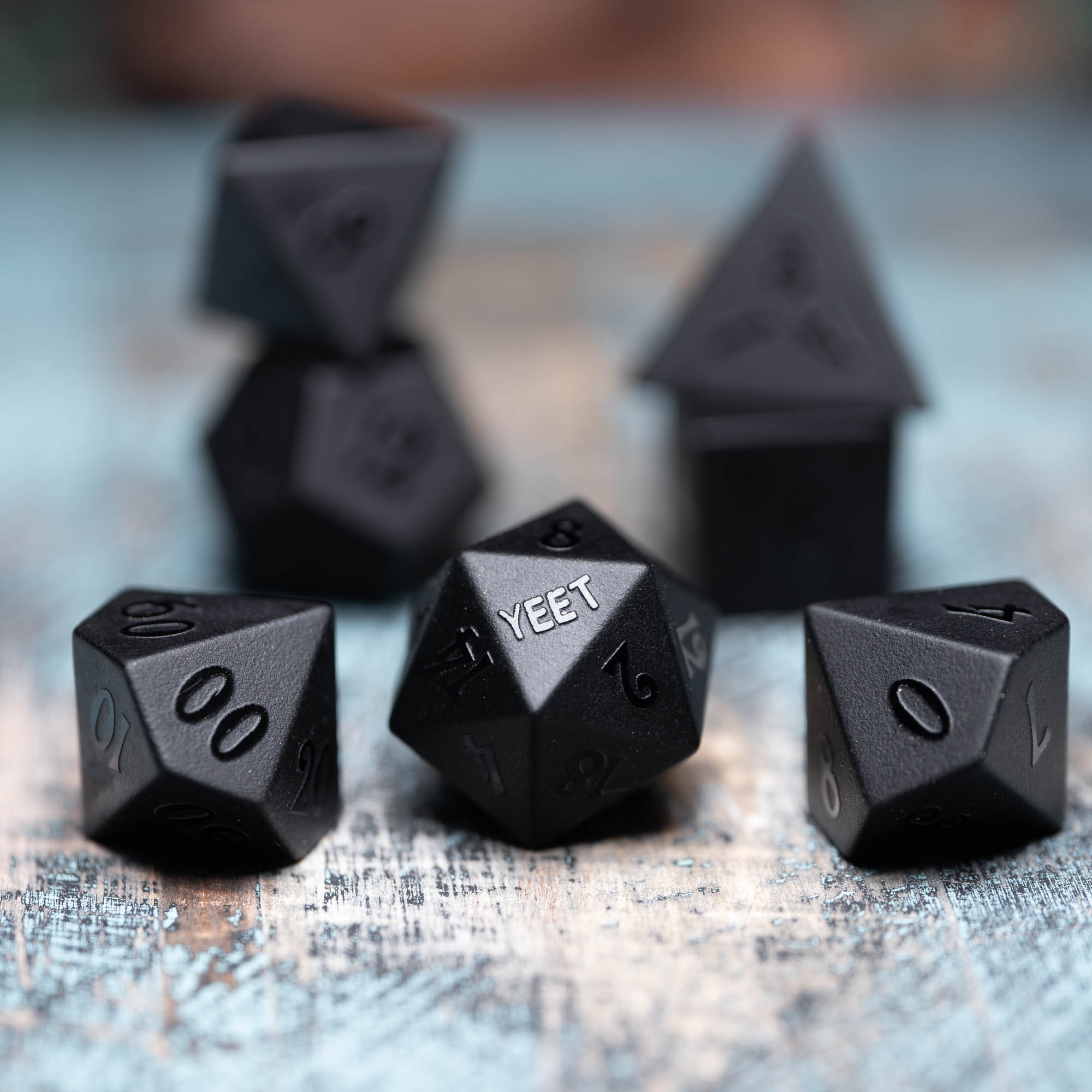 Full Set Obsidian DnD Dice Set Raised Dice for Dungeons and Etsy