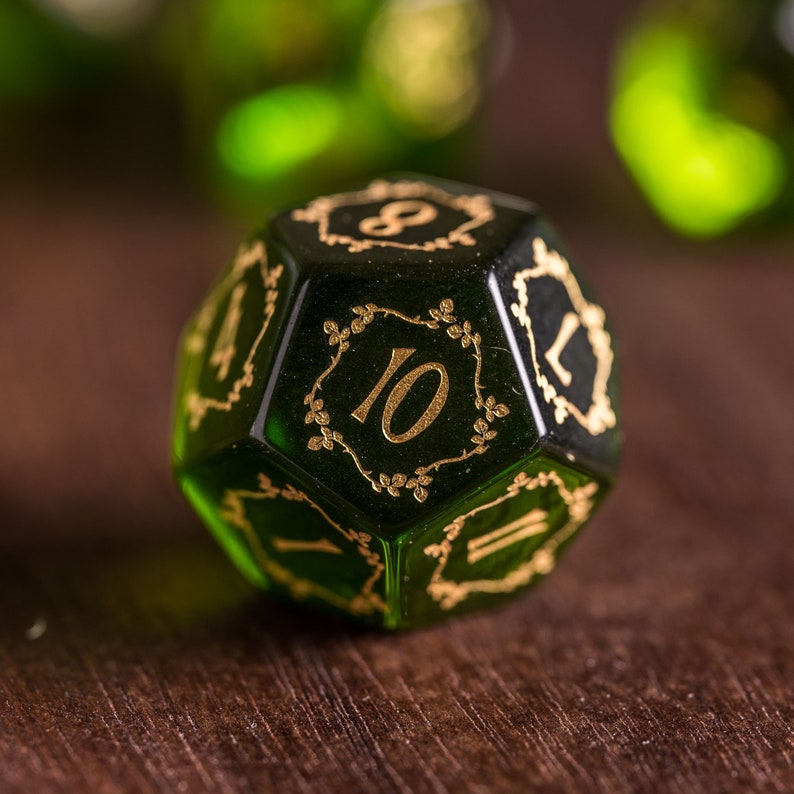 Full Set Peridot Glass Polyhedral Dice Set Dnd Dice Set Etsy