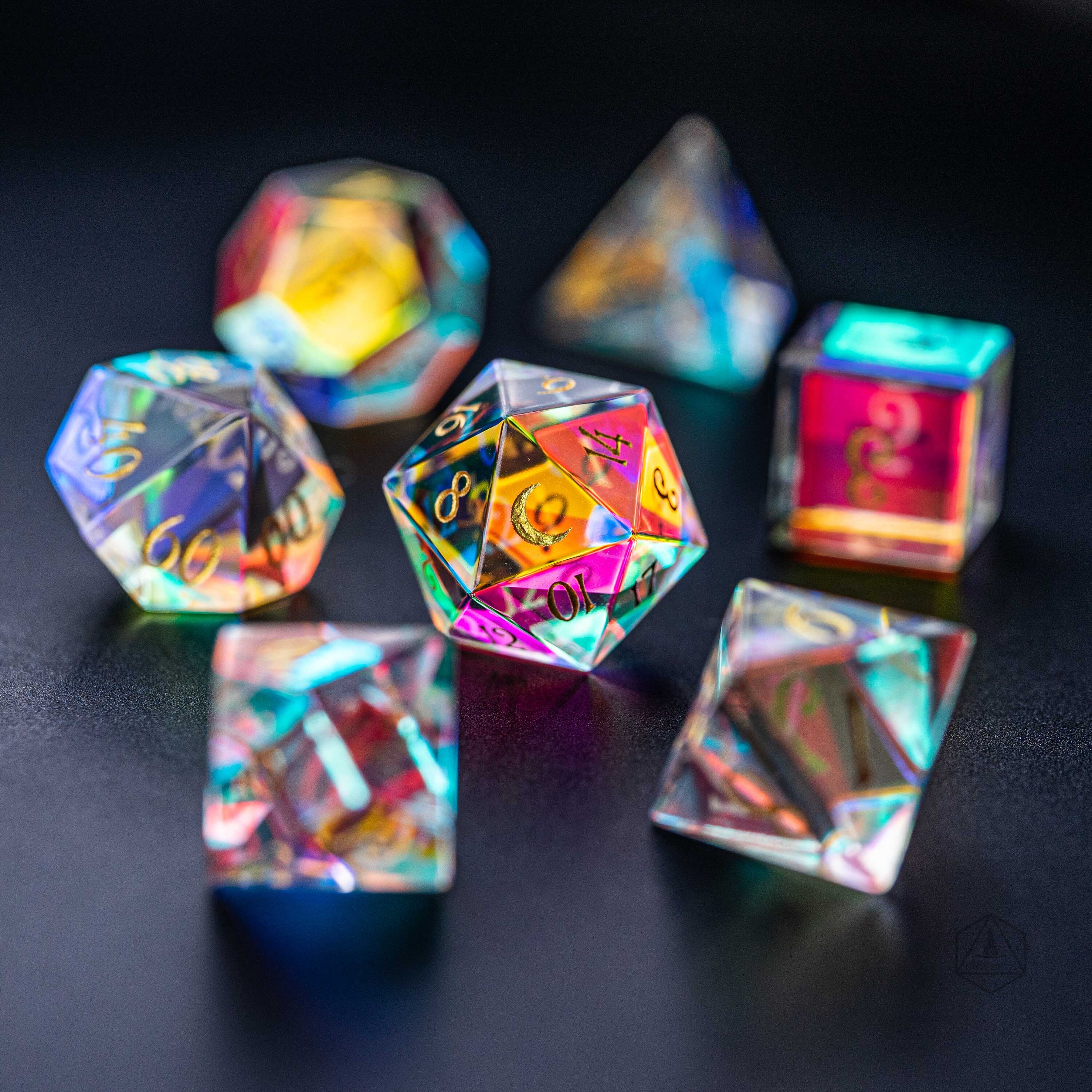Full Set Dichroic Glass Polyhedral Dice Set Gemstone Set Etsy