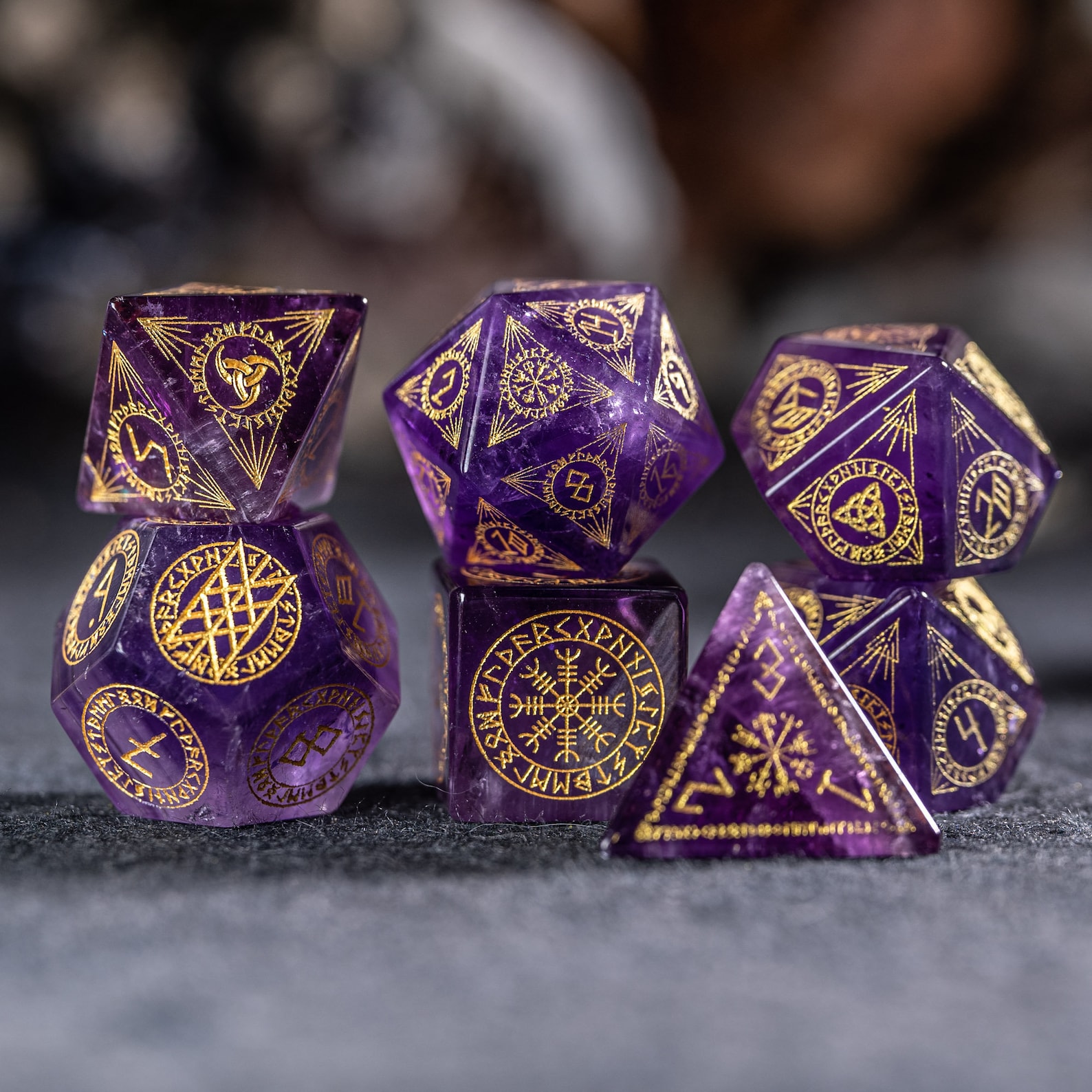 Full Set Amethyst Polyhedral Dice Set Dnd Dice Set Dungeons Etsy UK