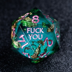 Dnd dice set  Handmade Resin Sharp Edge Dice Polyhedral Dice Set  Set  -  Dungeons and Dragons  Liquid Heart Emerald Copper Flakes
