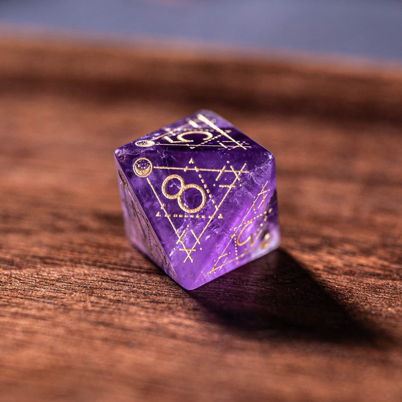 Full Set Amthyst Polyhedral Dice Set DnD Dice Set Dungeons Etsy