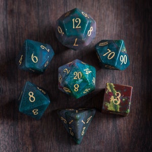 Dnd dice set  Indian Agate  Set  - Engraved/Carving for Dungeons and Dragons, RPG Game  MTG Game