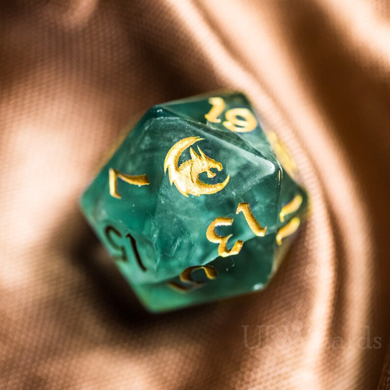 Full Set Green Fluoritechlorophane Polyhedral Dice Set image 2