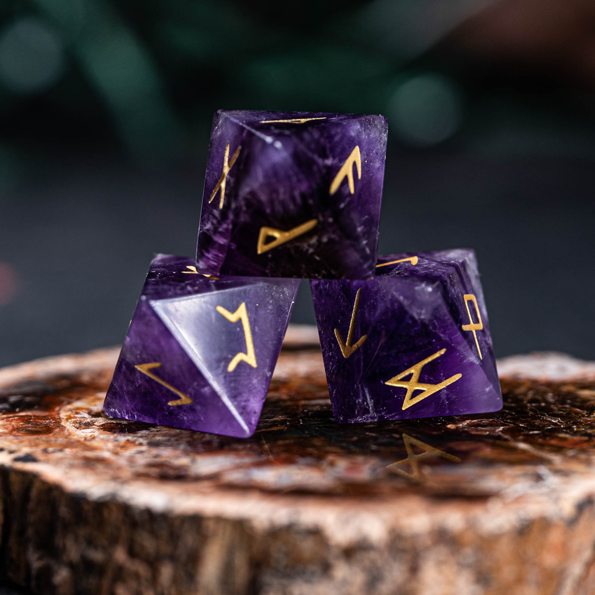 Engraved Rune Dice Scrying Dice D8 Viking Runes of Amethyst Etsy