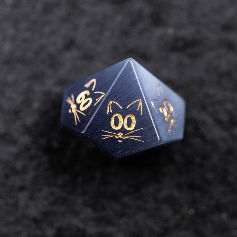 Full Set Grey Cat's Eye Stone Polyhedral Dice Set Gemstone Etsy UK