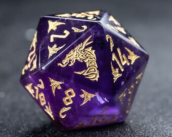 Dnd dice set Amethyst Polyhedral Dice Set  Set  -  Dungeons and Dragons, RPG Game Flying Dragon