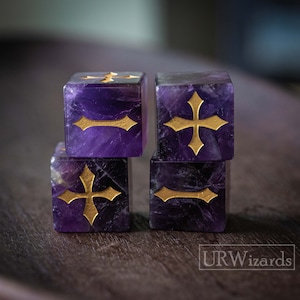 Engrave Amethyst Fudge Dice D6, 4 pcs Fate Dice