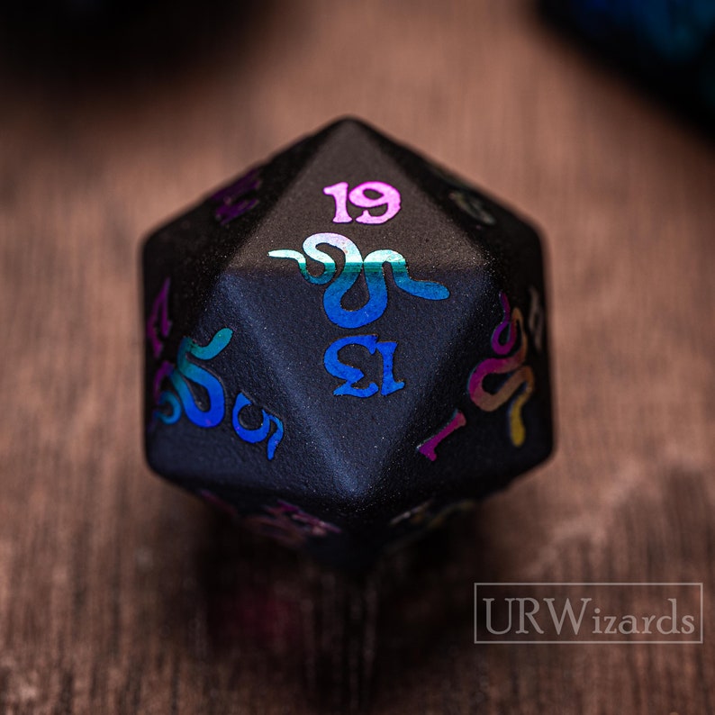 Full Set Obsidian Dnd Dice Set Raised Dice for Dungeons and Etsy