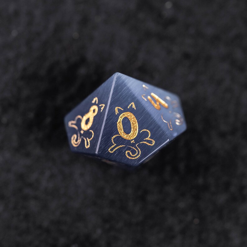 Full Set Grey Cat's Eye Stone Polyhedral Dice Set Gemstone Etsy UK