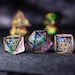 Full Set Handmade Resin Sharp Edge Dice Polyhedral Dice Set DnD Dice Set  -  Dungeons and Dragons DND Dark Glitter Astrology Style 