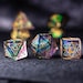 Full Set Handmade Resin Sharp Edge Dice Polyhedral Dice Set DnD Dice Set - Dungeons and Dragons DND Dark Glitter Astrology Style