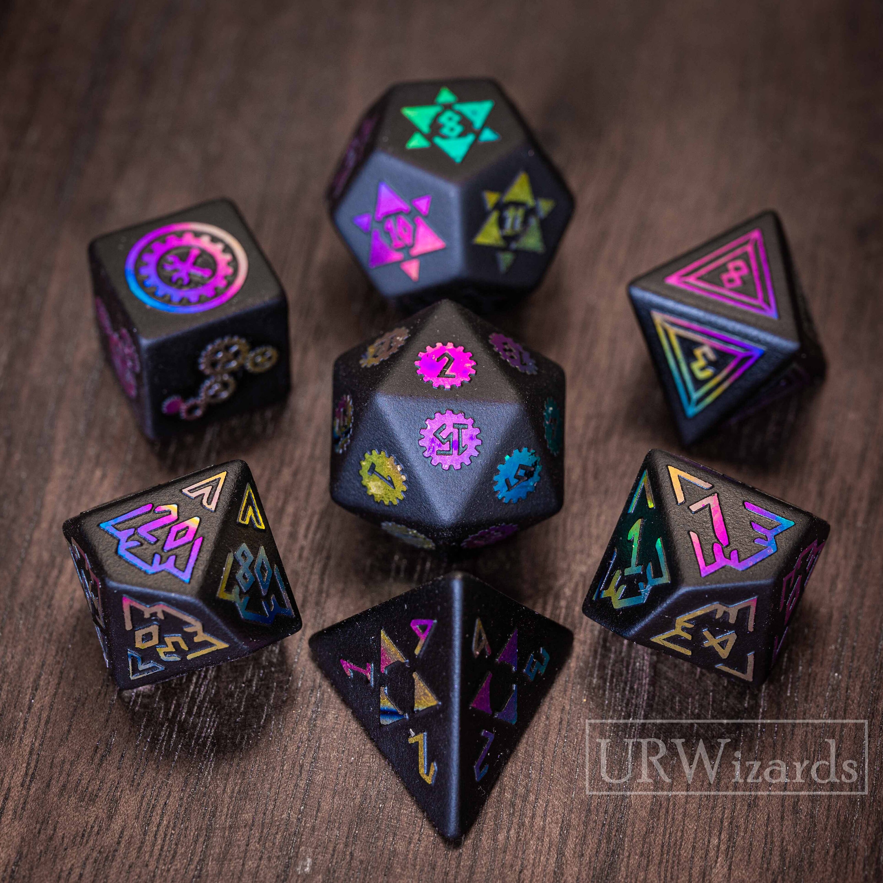 Full Set Obsidian Dnd Dice Set Raised Dice for Dungeons and Etsy