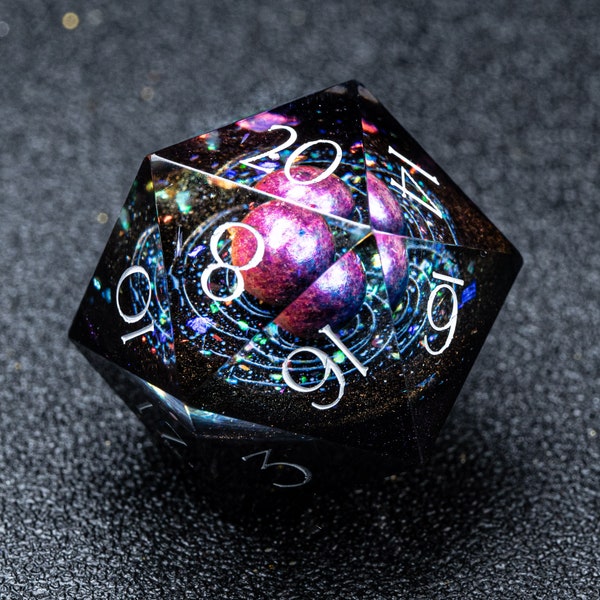 Dnd dice set  Handmade Resin Sharp Edge Dice Polyhedral Dice Set  Set  -   The Opal Pieces Galaxy