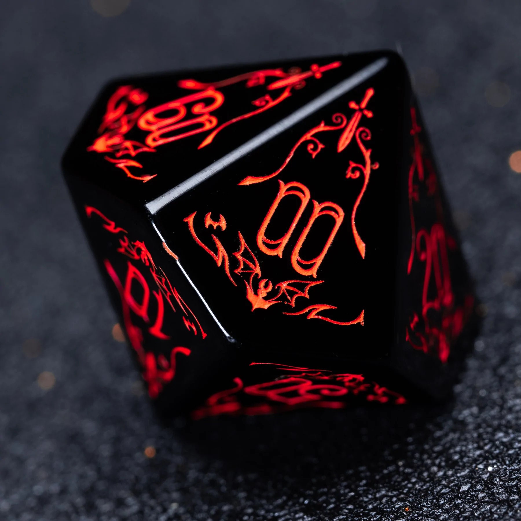 Full Set Obsidian Polyhedral Dice Set Set Dungeons and Etsy