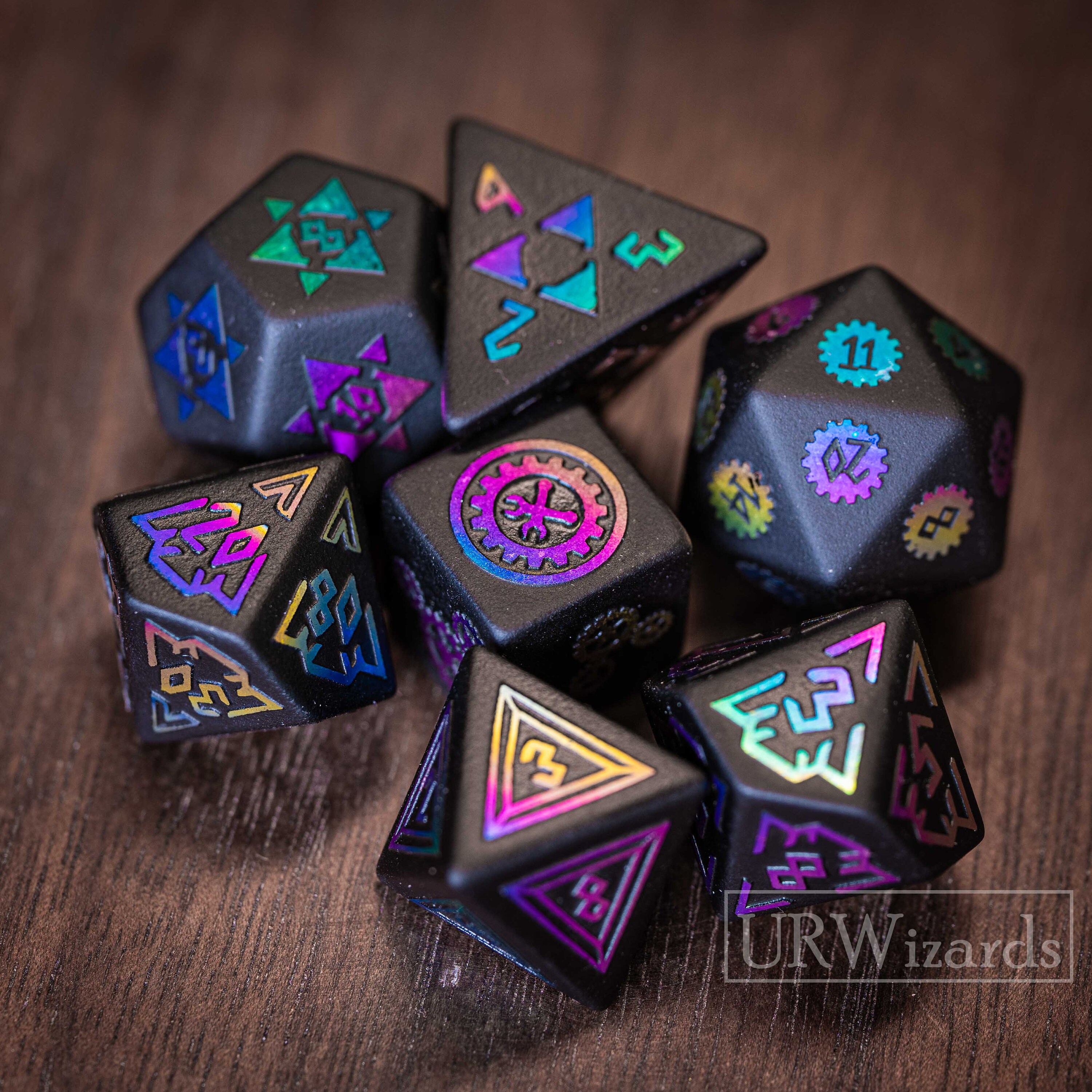 Full Set Obsidian DnD Dice Set Raised Dice for Dungeons and Etsy