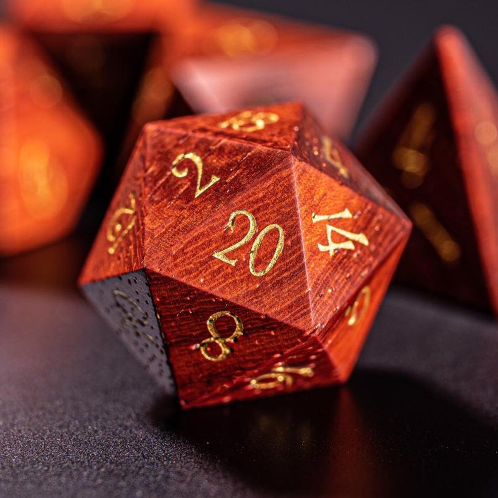 Full Set Padauk Wood Polyhedral Dice Set Wood Dnd Dice Set Etsy