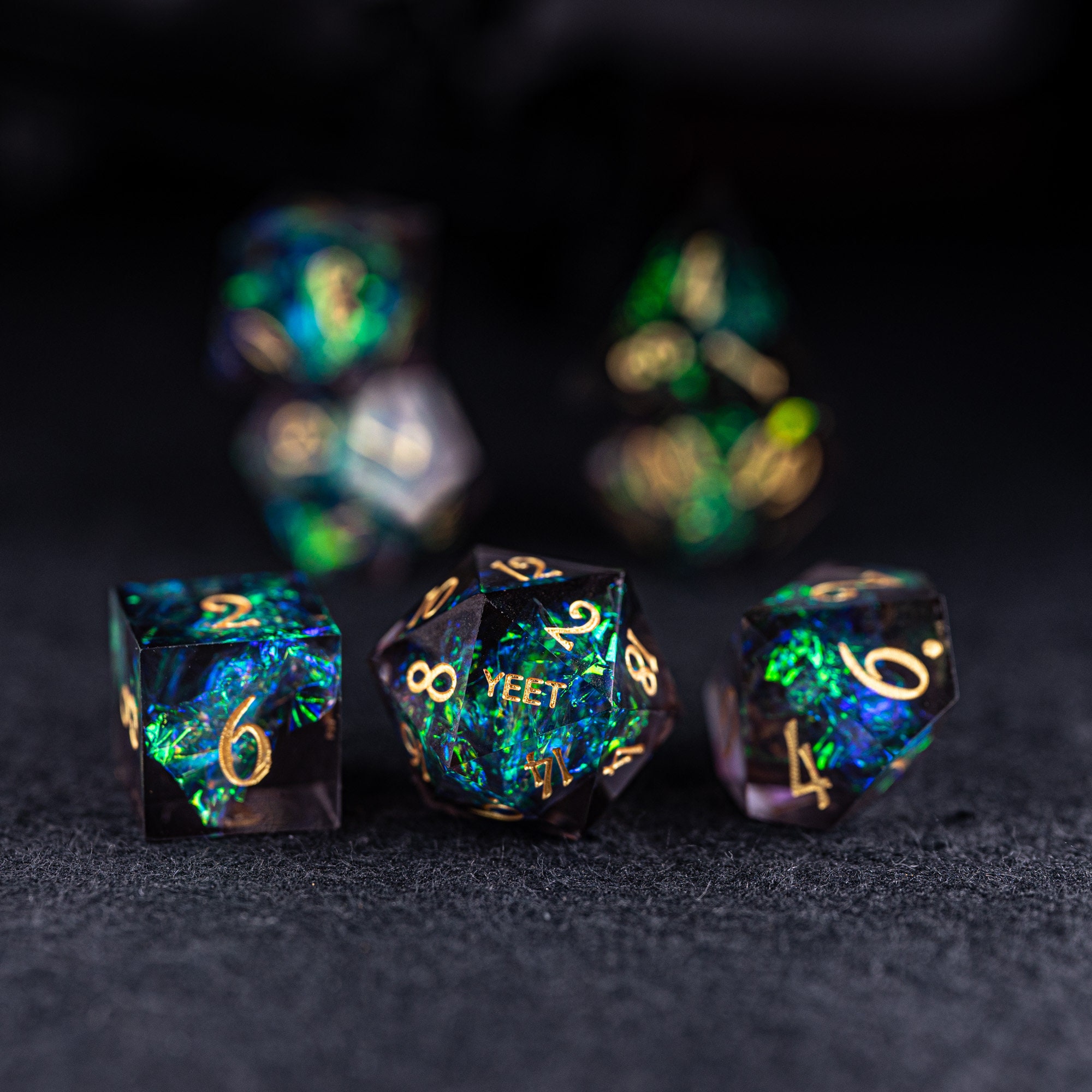 Full Set Handmade Resin Sharp Edge Dice Polyhedral Dice Set DnD Dice …