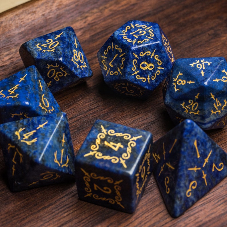 Full Set Lapis Lazuli Polyhedral Dice Set Gemstone Set Etsy