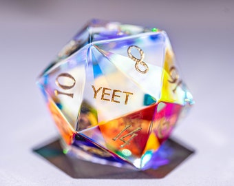 Dnd dice set  Dichroic Glass Polyhedral Dice Set Gemstone  Set  -  Dungeons and Dragons  YEET & F*CK