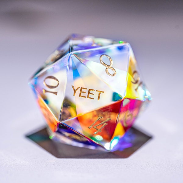 Dnd dice set  Dichroic Glass Polyhedral Dice Set Gemstone  Set  -  Dungeons and Dragons  YEET & F*CK