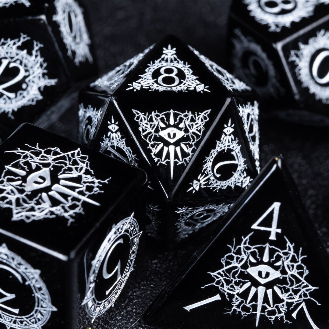 Dnd Dice Set Obsidian Polyhedral Dice Set Set Dungeons and Dragons, RPG
